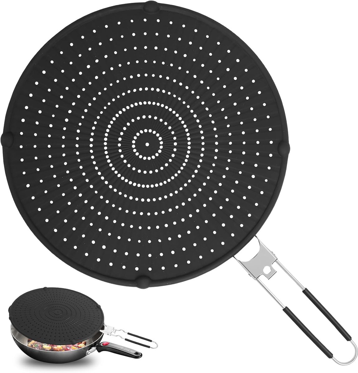Spatbescherming pannen 33 cm - siliconen spatbeschermer - hittebestendig - veilige grip - ShopVlot