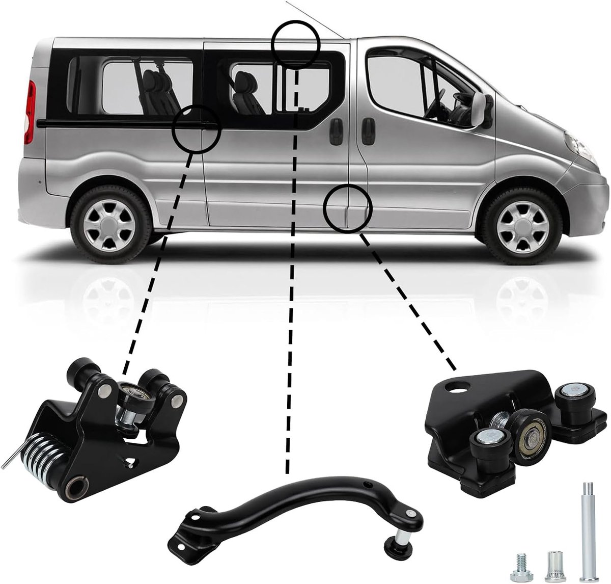 Vervangende rechter zijdeurrollers Renault Trafic/Nissan Primastar 2001-2015 - Robuust en duurzaam - Eenvoudige installatie