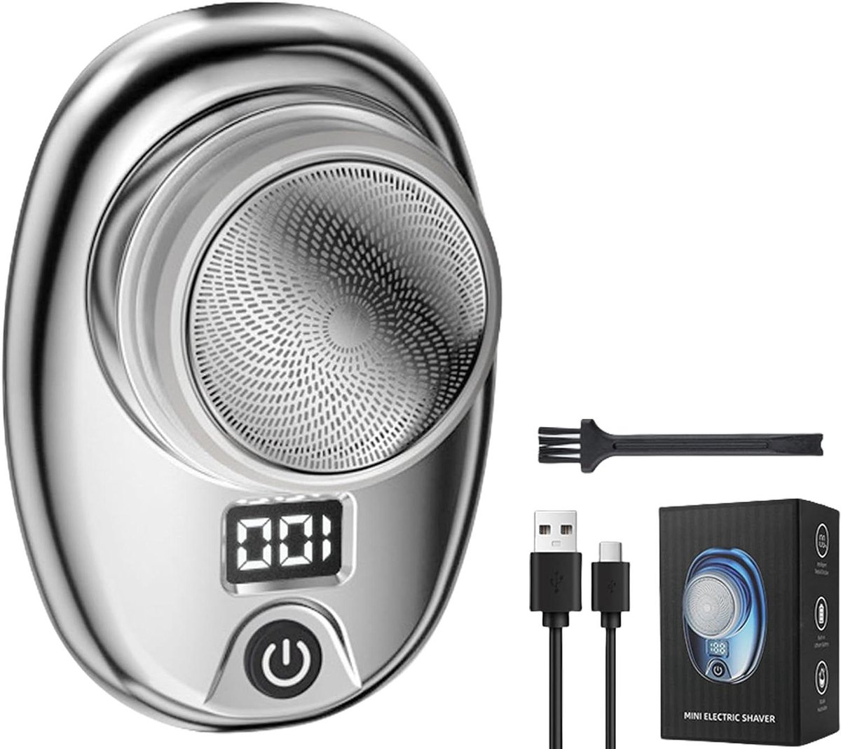 Elektrische Scheerapparaat - Mini Scheerapparaat - Glad Scheren - Roterende Mesjes - Compact Formaat - Zilver