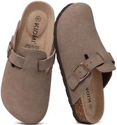 Unisex clogs – Koe suède – Comfort slippers – Houten clogs – Mocca kleur - 44- Geschikt voor een voetlengte van 27,6 cm