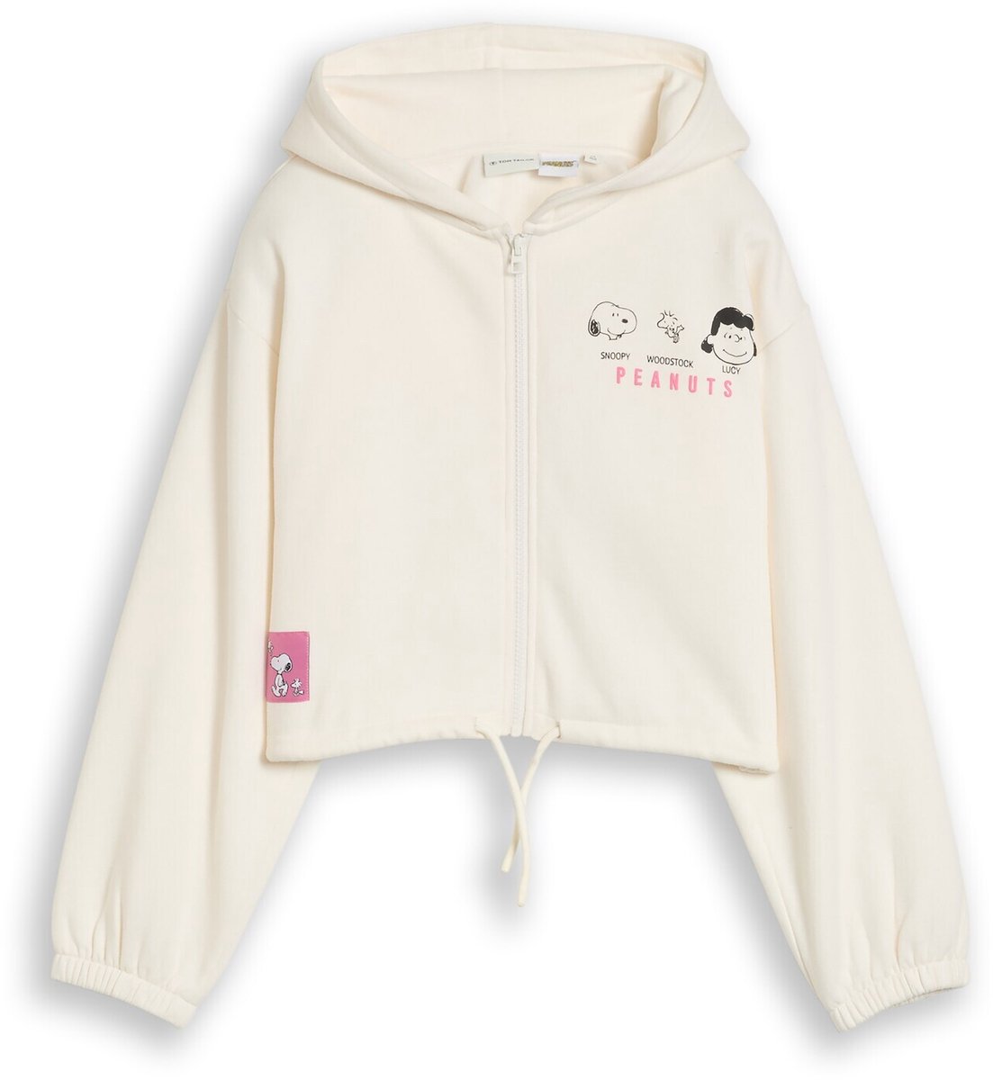 Tom Tailor - Oversized hoodie-sweatjack met Peanuts-print - Maat 140 - Gardenia White
