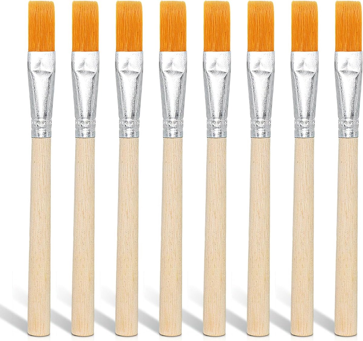 Fluxborstels 8 Stuks - Houten Handvat - Zachte Nylon Haren - Perfect voor Kunst en Solderen - ShopVlot