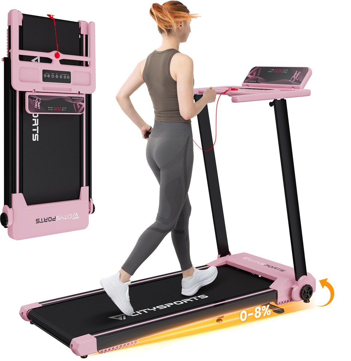 CITYSPORTS WP9 Loopband - 1-12 km/h - Loopband met 8% helling - Bluetooth - APP - Treadmill - Walking Pad - 120kg