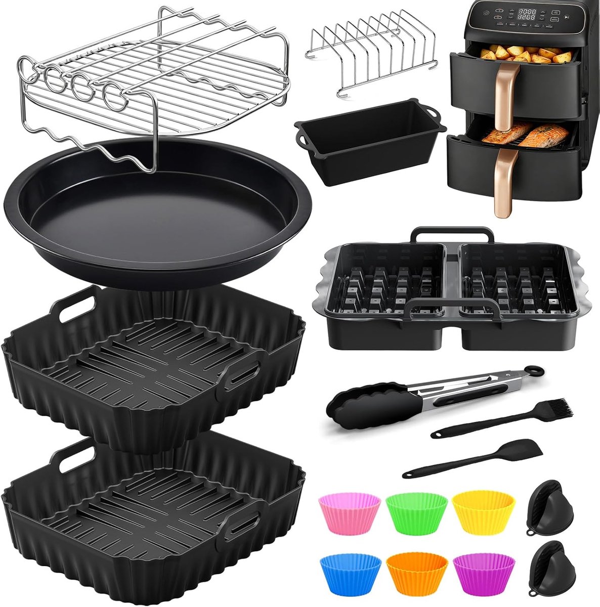 Accessoires Friteuse Sans Huile 8,6L - Kit met Silicone Mallen, Pizza Plaat, Grill en Toast Support - ShopVlot