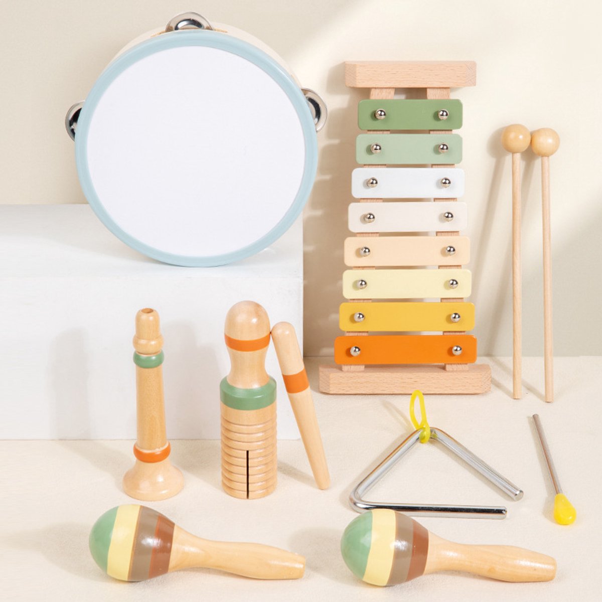 TEKROA® Muziekinstrumenten - Muziek Speelgoed -Muziekset - Montessori Speelgoed - 6-delig - Houten Speelgoed - Baby Speelgoed - Jongens - Meisjes - 36+ months