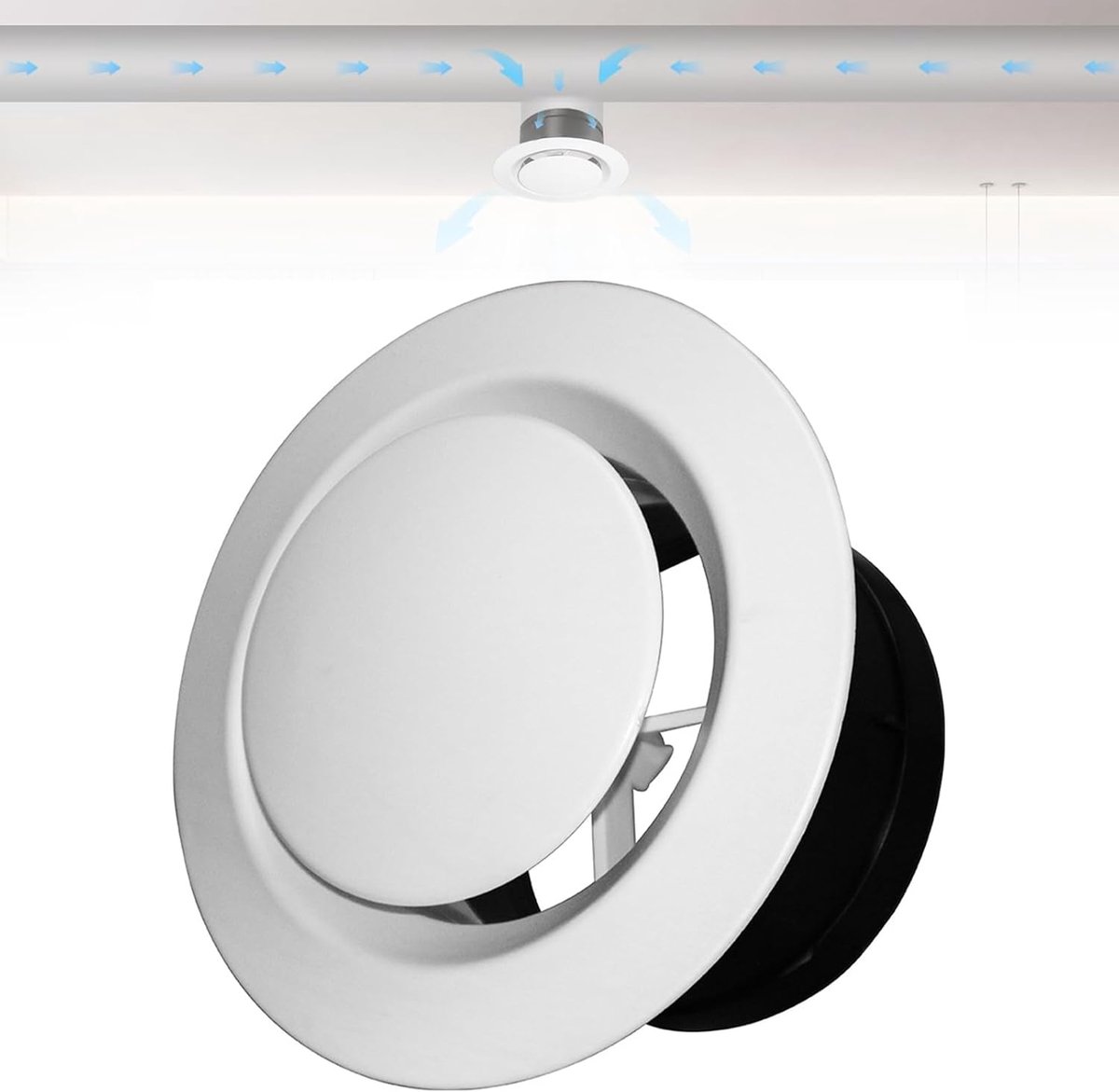 Ventilatieafdekking 75mm - witte discklep - verstelbare luchtstroom - eenvoudig onderhoud - ShopVlot