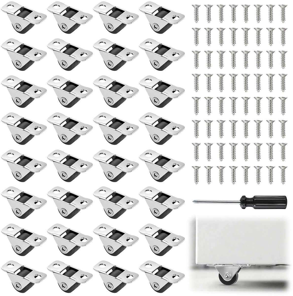 Meubelwielen 1,2 cm - rubberen wielen met stalen bovenplaat - mini-stille steunwielen voor meubels - ShopVlot