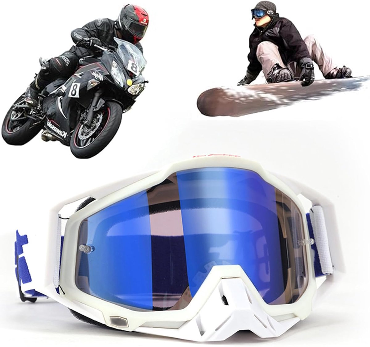 Motocross Goggles - Wit - Winddicht en stofdicht - Ideaal voor motorrijden en skiën - SnelShoppen