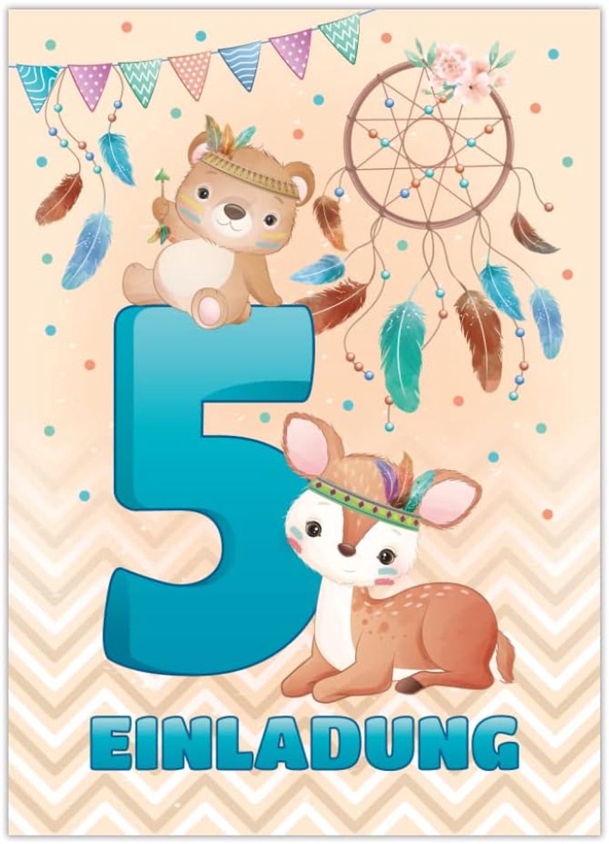 Uitnodigingskaarten 12 stuks - 5e verjaardag - dieren thema - perfect voor kinderfeestje - SnelShoppen