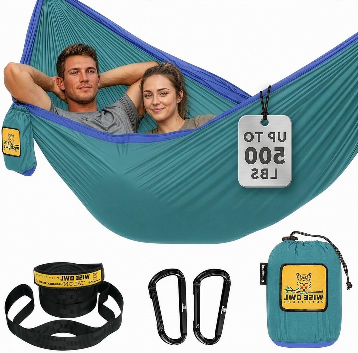Dubbele Camping Hangmat - Draagbare Hangmat Buiten Hangmat - Ontspannen in de Natuur - Inclusief Boomriemen - 200 kg draagkracht