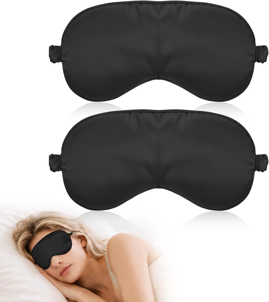 Oogmaskers 2 stuks - Zijden oogband - Verstelbare band - Lichtblokkerend voor een goede nachtrust - SnelShoppen