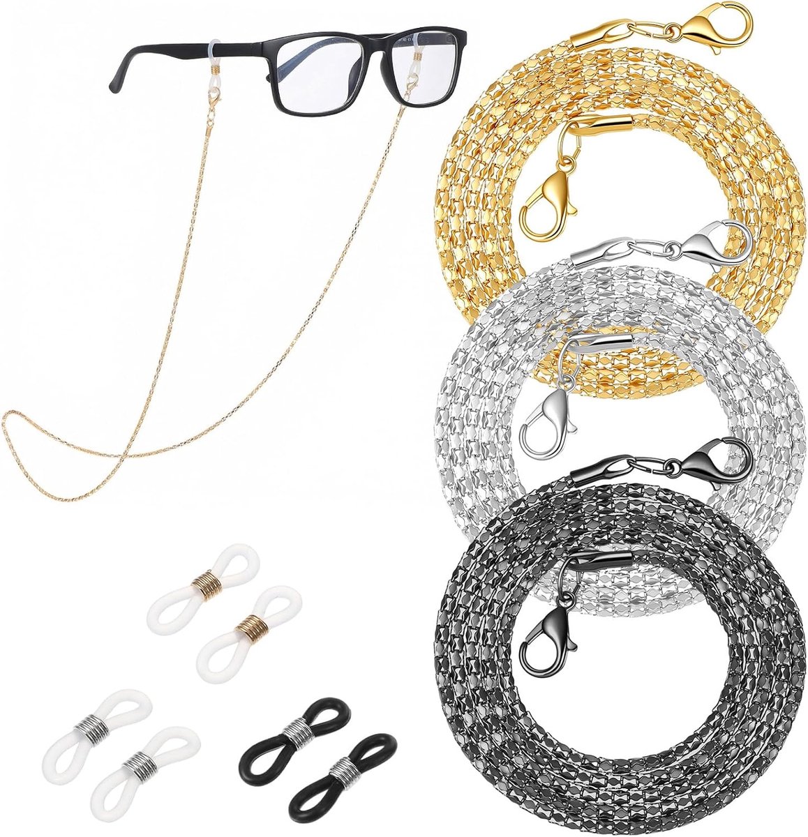Brilketting dun - roestvrij staal - goud, zilver, zwart - perfect voor brillen en zonnebrillen - SnelShoppen