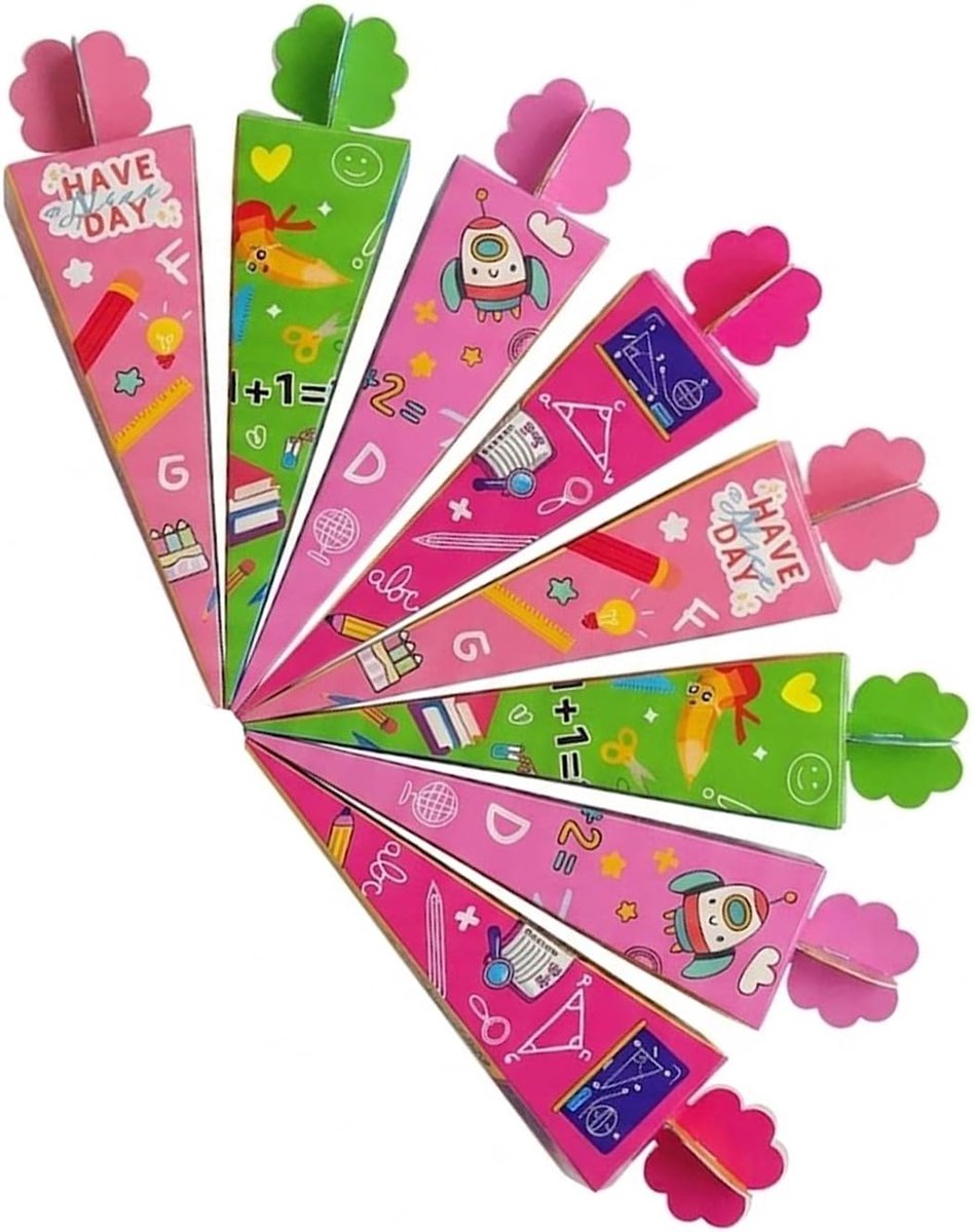 Schoolzakjes 8 stuks - mini-snoepzakjes 17 cm - kleurrijke ontwerpen - perfect voor eerste schooldag - SnelShoppen