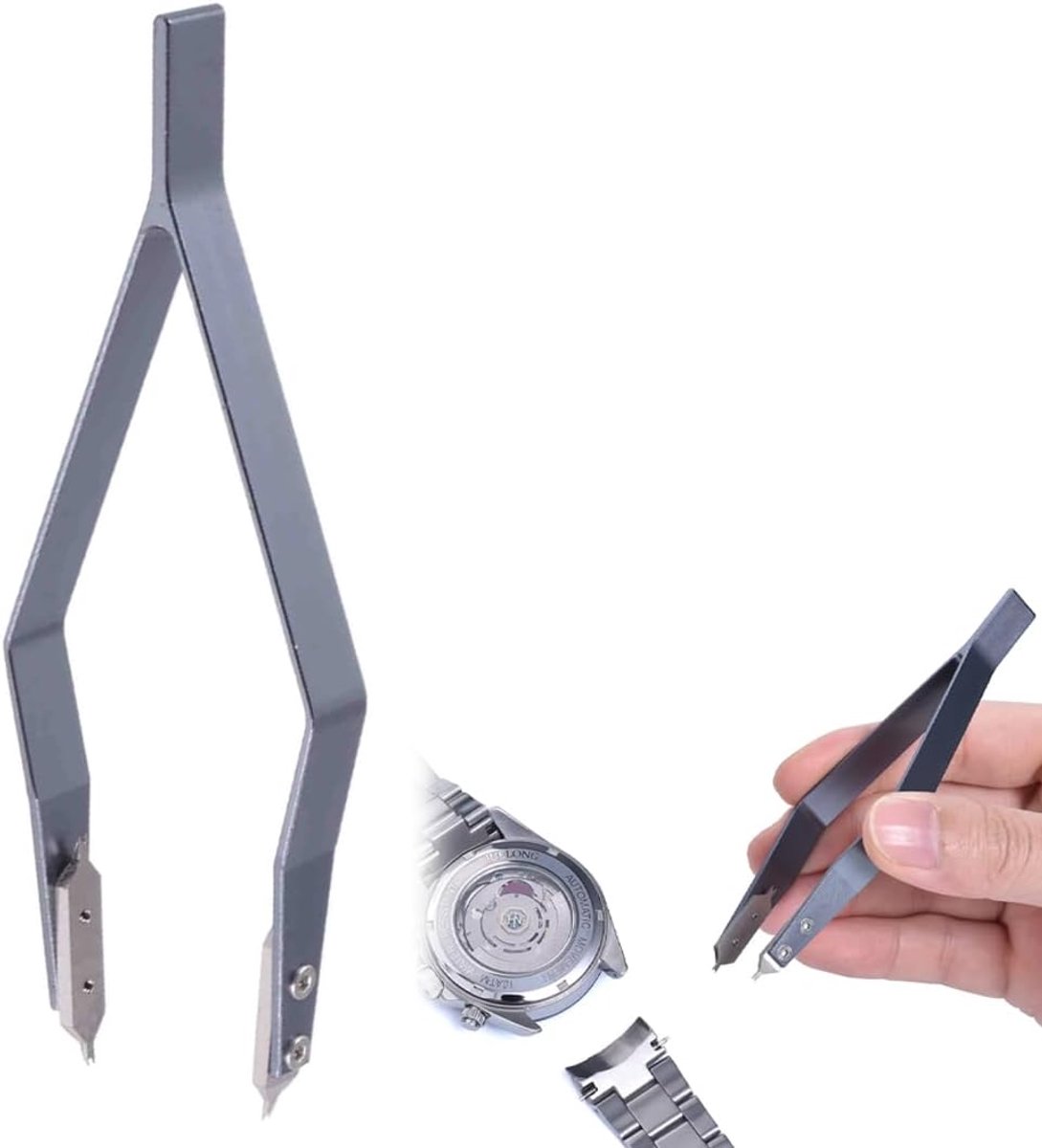 Tool en reparatieset - horlogemaker veertweezers - grijs - precisie V-vorm voor veilig gebruik - SnelShoppen