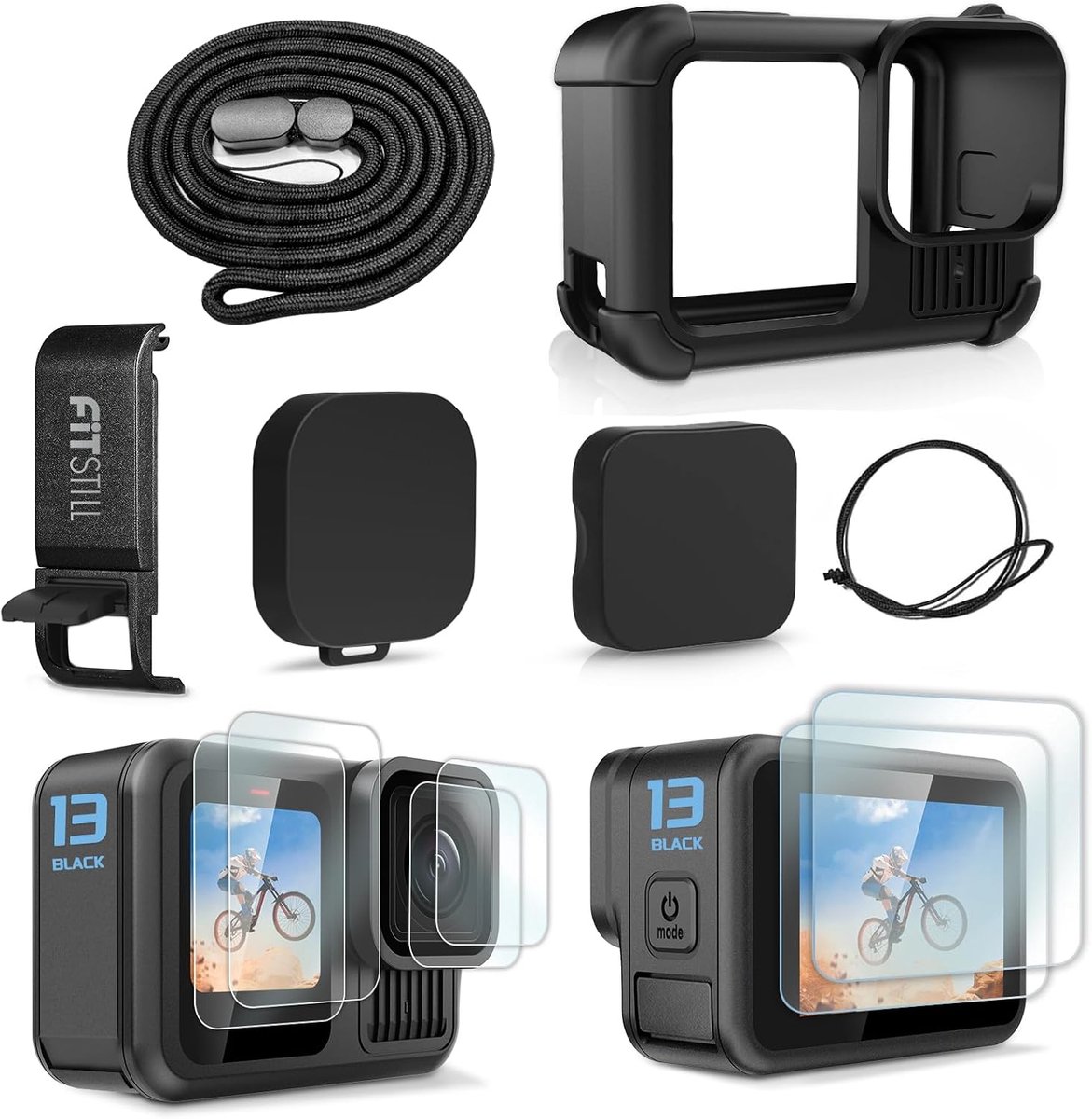 Siliconen hoes voor Go Pro Hero13 Black - batterijdeksel - lenskap - bescherming tegen krassen - SnelShoppen