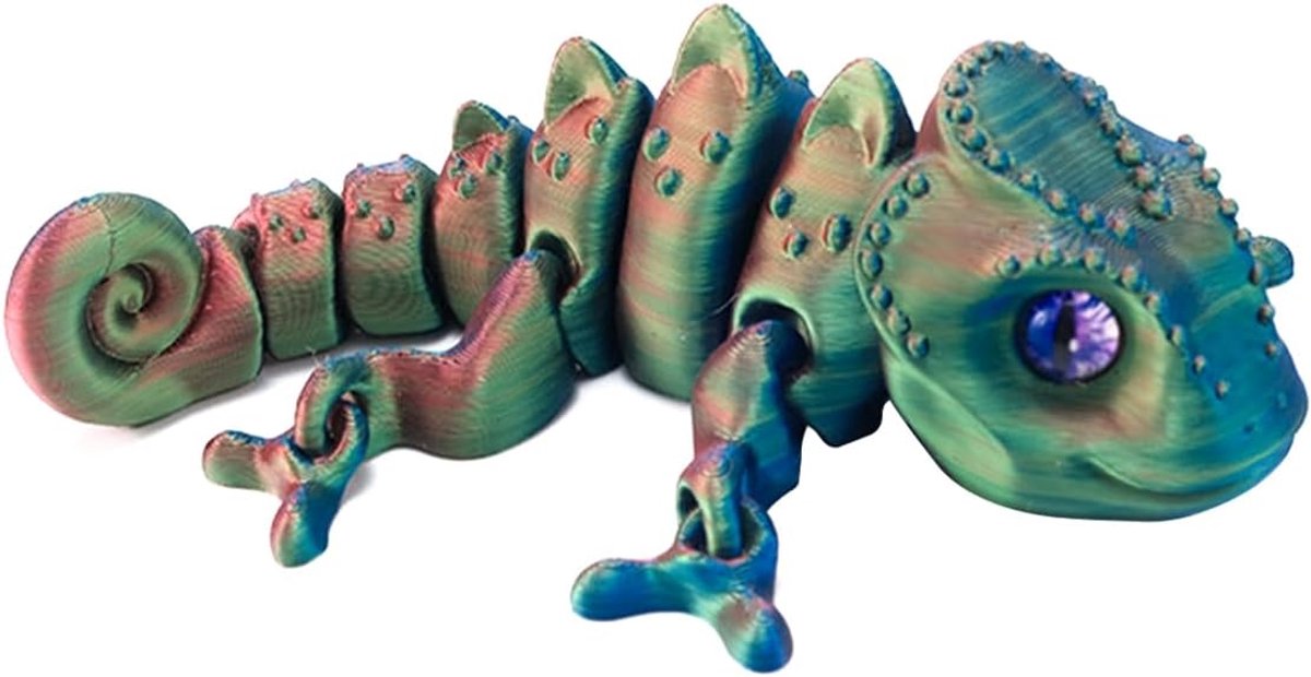 Gecko 3D Chameleon 13cm - Flexibel Beweegbare Sculptuur - Realistische Details - Perfect voor Decoratie - SnelShoppen