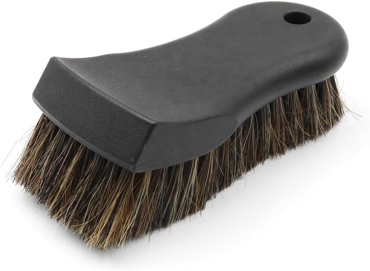 Reinigingsborstel voor leder en bekleding - zachte paardenhaardetailborstel - plastic handvat - SnelShoppen