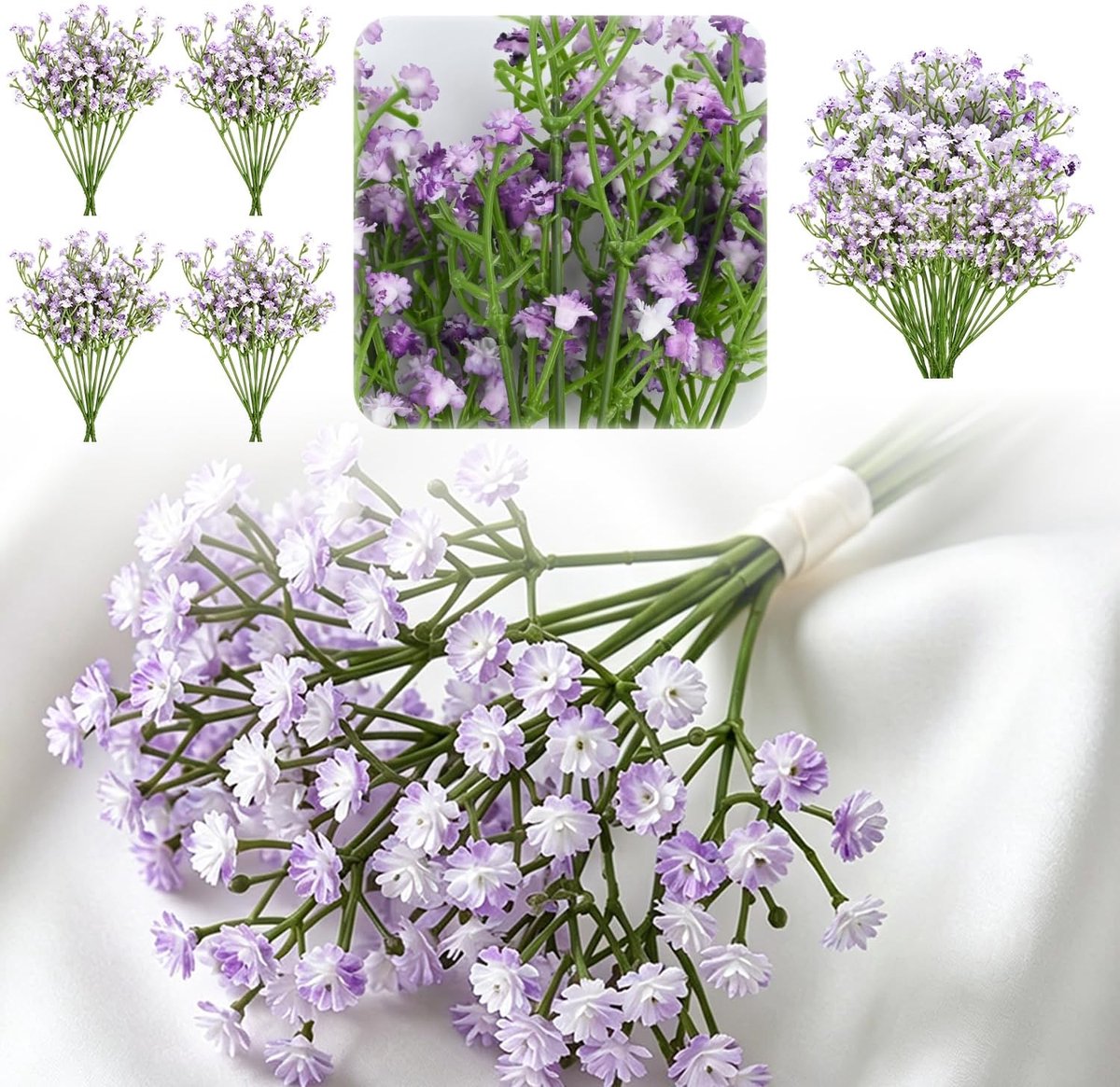 Kunstmatige paarse bloemen set van 6 - elegante uitstraling - flexibele stelen - perfect voor decoratie - SnelShoppen