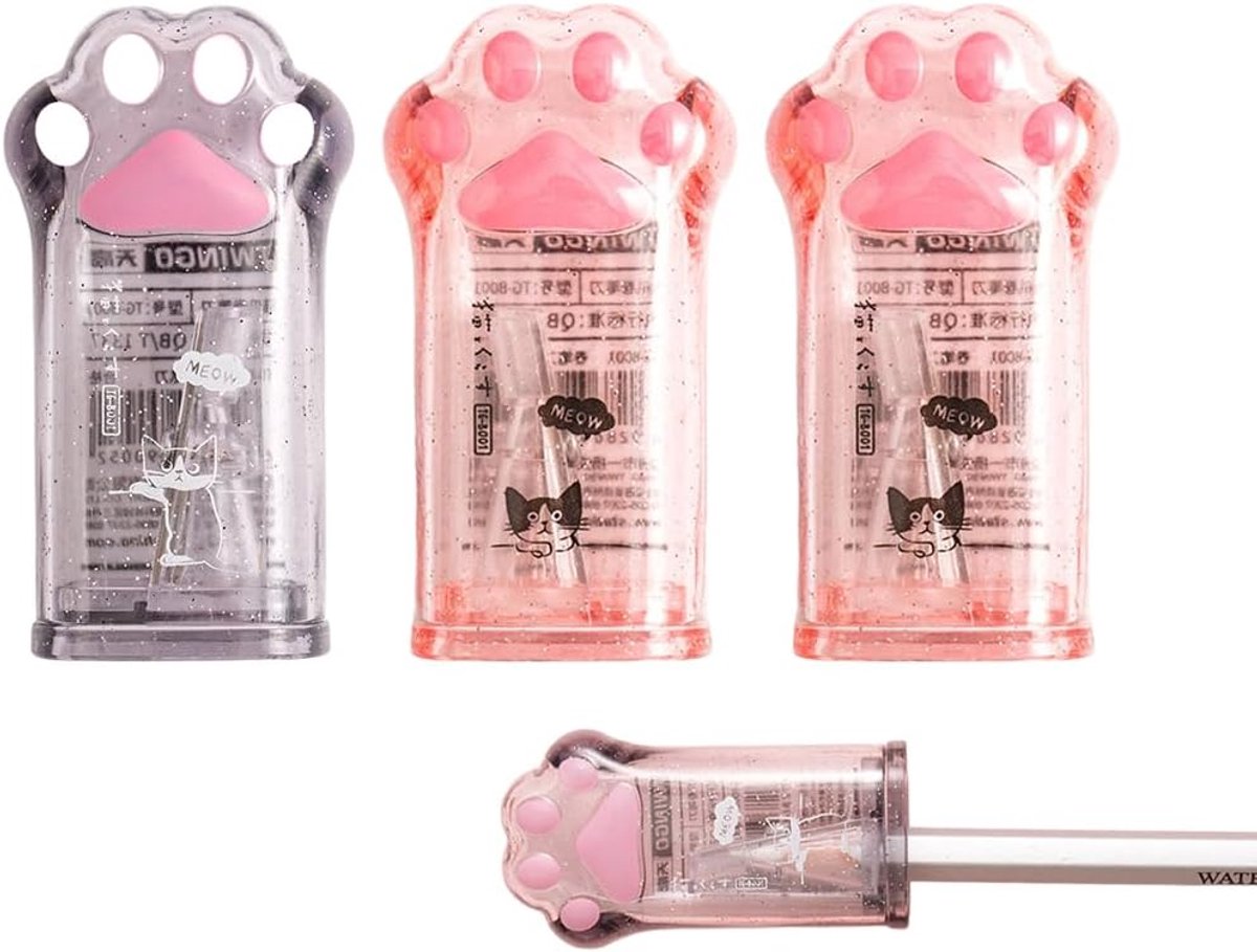 Puntenslijper kattenpootvorm - set van 3 - transparant - nauwkeurig slijpen voor make-up - SnelShoppen