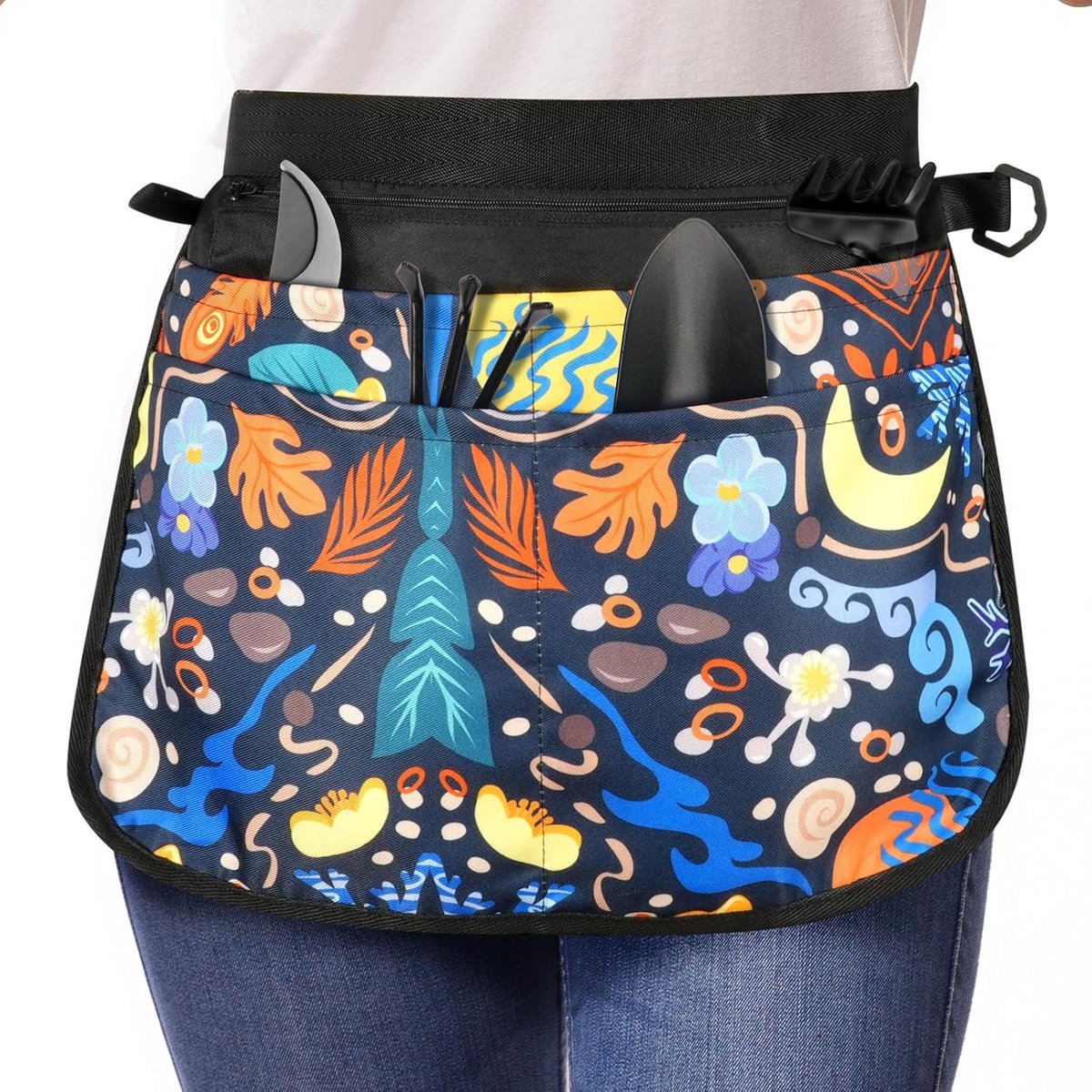 Tuinoverall met 5 Zakjes - Halve Bloemist Schort 42 x 31 cm - Unisex - Ideaal voor Tuin en Keuken - SnelShoppen
