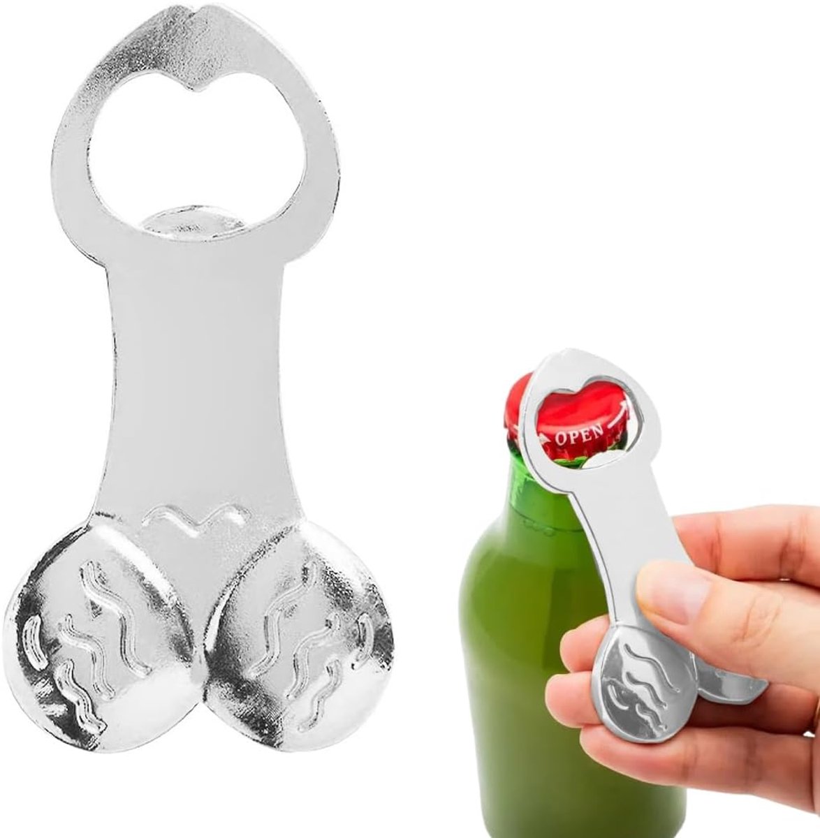 Flesopener - dubbele hartvorm - grappig design - ideaal voor vrijgezellenfeest - SnelShoppen