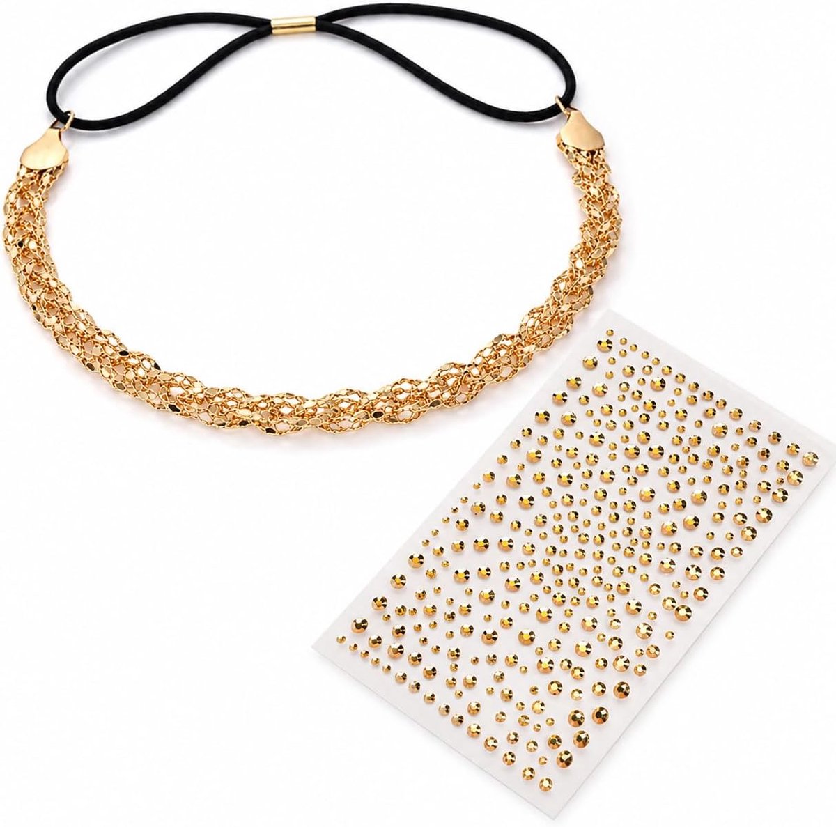 Boho-hoofdketting met strass - Goud - Metalen ketting met 3D-stenen - Creëer een festivallook - SnelShoppen