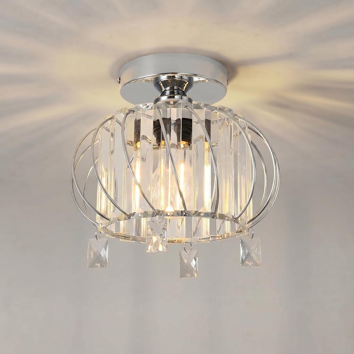 Kroonluchter mini 120 mm - modern kristal - E27 lampvoet - sfeervolle verlichting - SnelShoppen