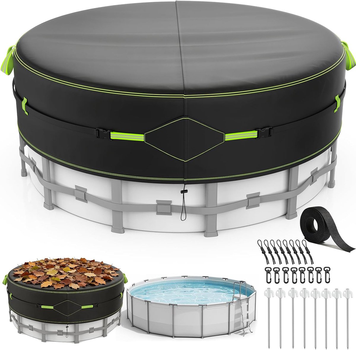 Ronde zwembadafdekking Ø 550 cm - Dubbel gelaagd materiaal - UV-bescherming - Voor bovengrondse zwembaden - ShopVlot