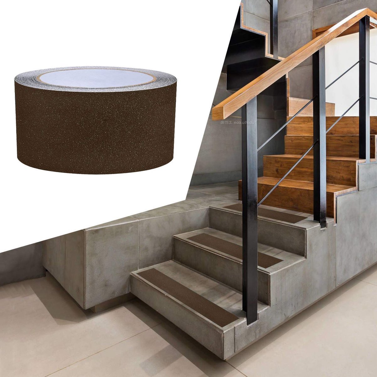 Antislip tape 5cmx10m - Bruin - Voor trappen en vloeren - Voorkomt uitglijden - ShopVlot