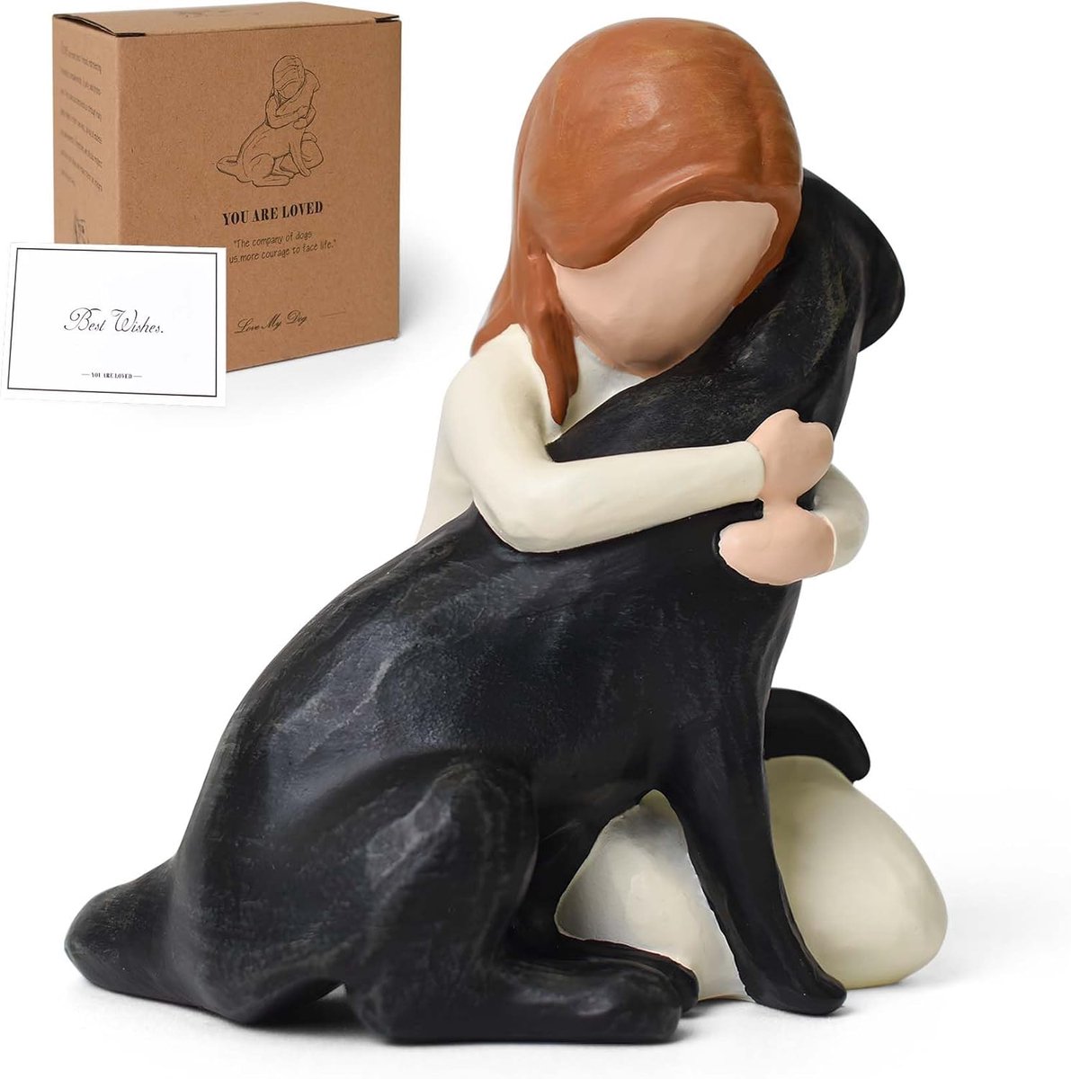 Hondensculptuur zwart - handgeschilderd resin - herinnering voor dierenliefhebbers - troost voor verlies - ShopVlot