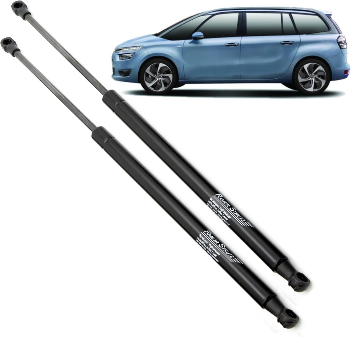 Gasveren achterklep 670mm - vervangingsset voor Citroen C4 Grand Picasso II - krachtige demping 630N - ShopVlot