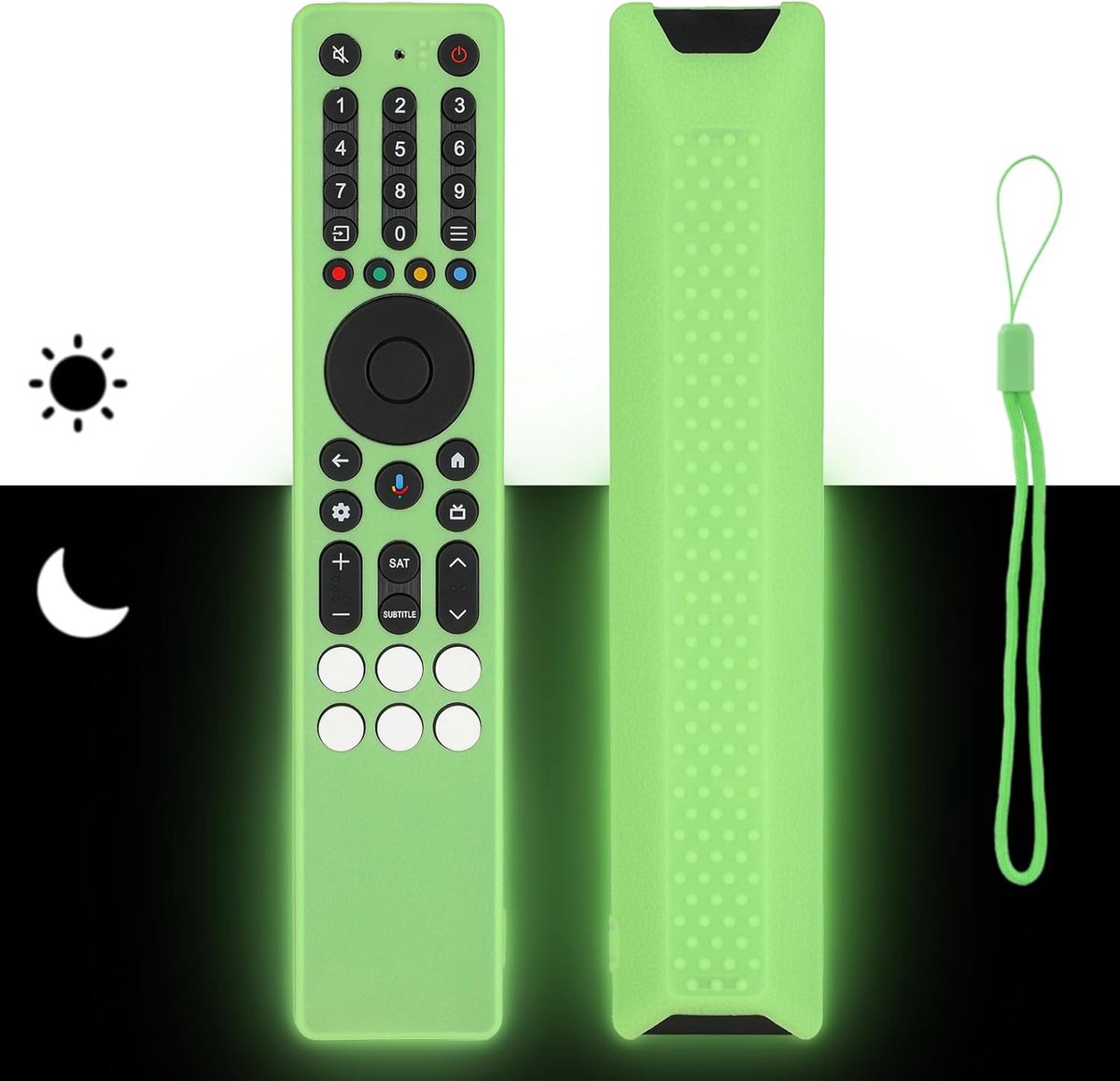 Afstandsbediening hoes - neon groen - silicone - schokbestendig met lanyard - ShopVlot