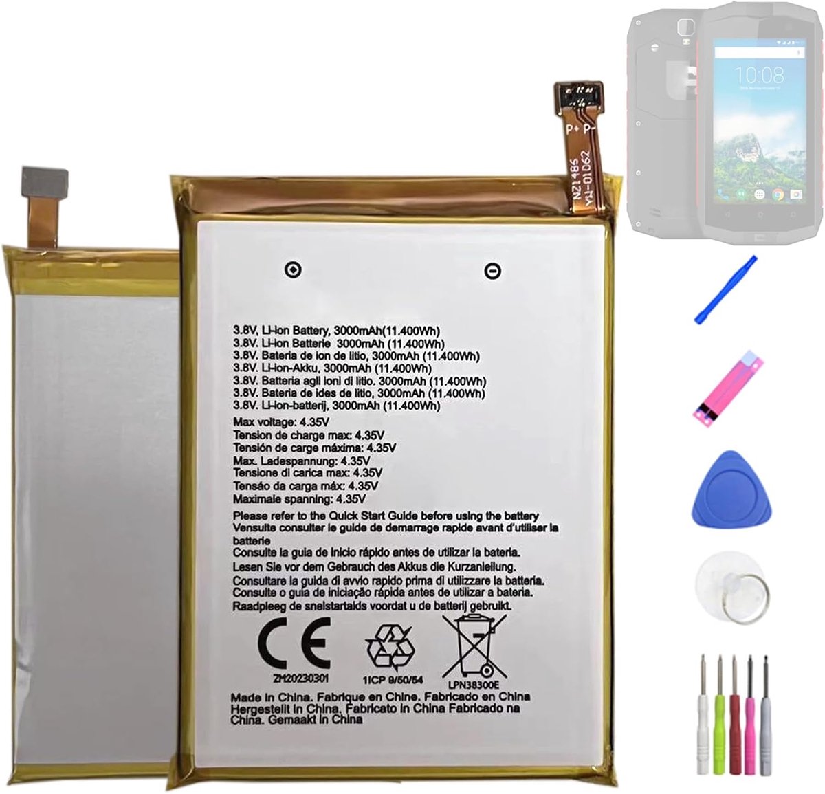 Vervangingsbatterij LPN38300E - Compatibel met Crosscall Trekker M1 - Hoogwaardige lithium-ion - ShopVlot