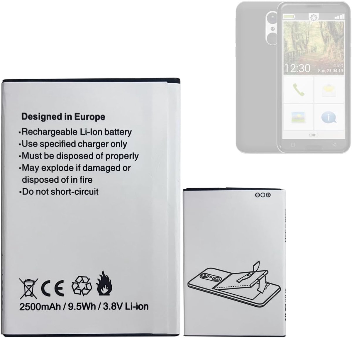 Vervangbare batterij AK-S3 - compatibel met Emporia Smart 3 - 100% nieuw - lange levensduur - ShopVlot