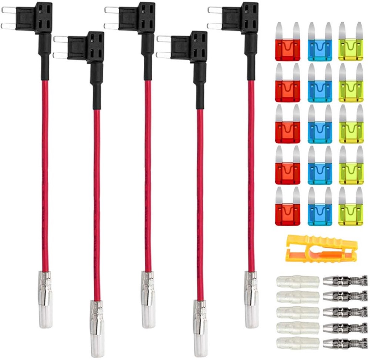 Add-a-circuit fuse adapter 12V/24V - 5 stuks - met 16 AWG draad - veilige uitbreiding van elektrische circuits - ShopVlot