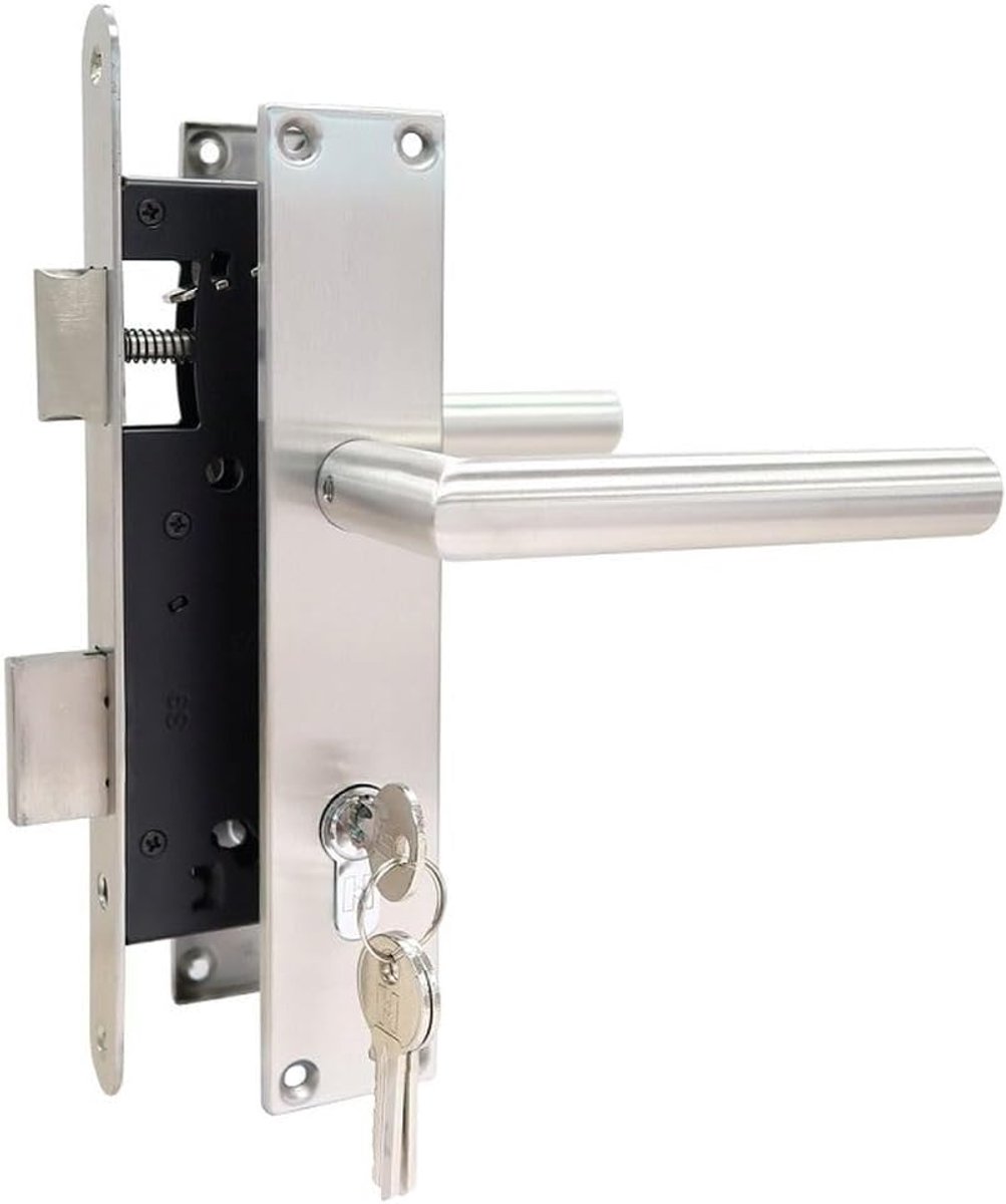 Mortise lock tuin deur set - RVS handgrepen - Compleet met deurplaat en 3 sleutels - ShopVlot