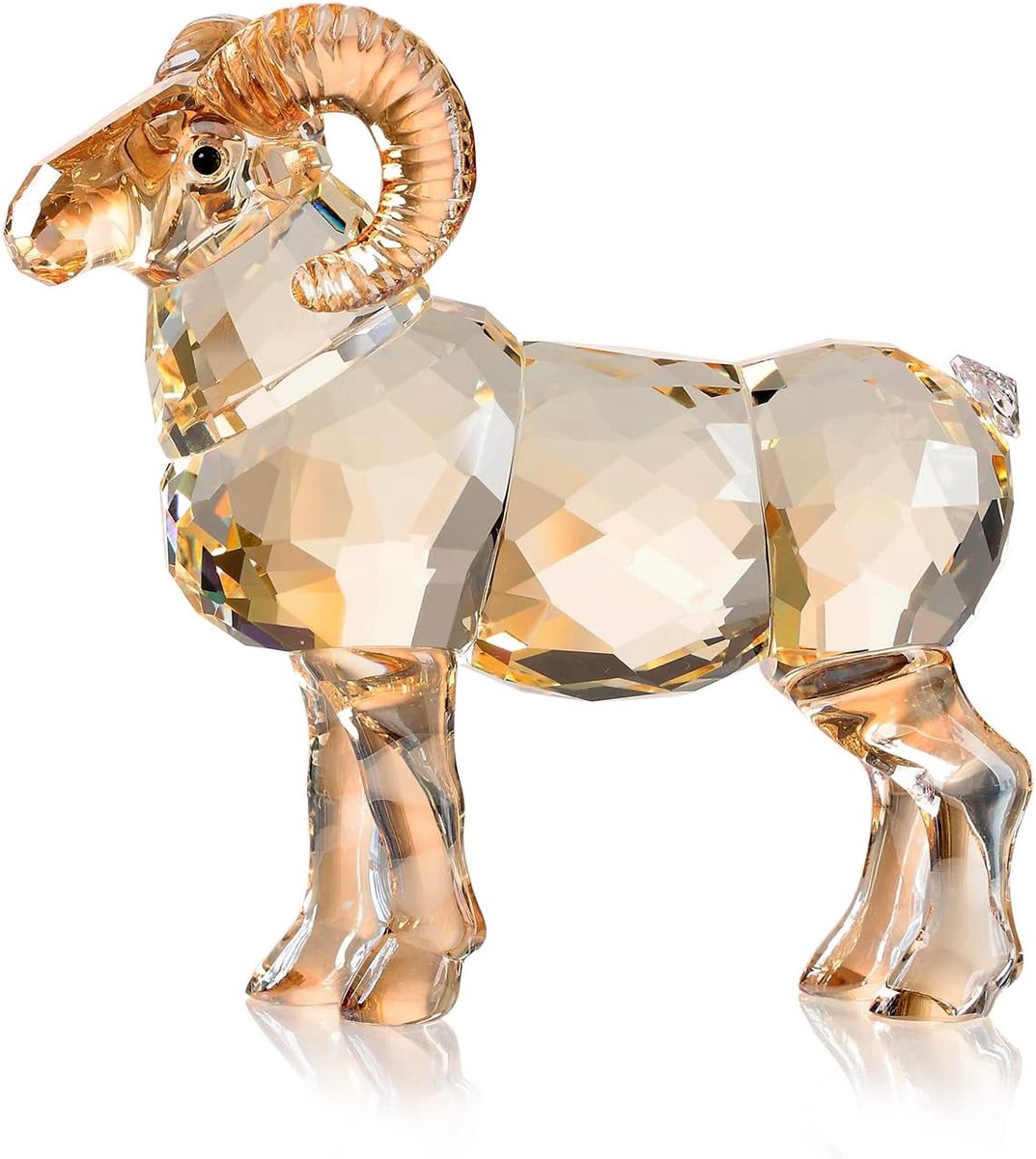 Dierlijk kristallen geit beeldje - Goud - Handgemaakt ornament - Prachtige woondecoratie - ShopVlot