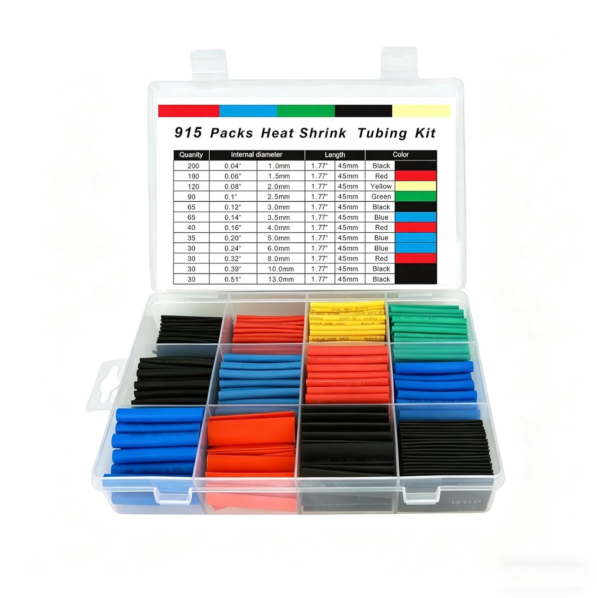 Krimpkousenset 2:1 - 915 stuks - gekleurde krimpkousen - ideaal voor kabelreparaties - ShopVlot