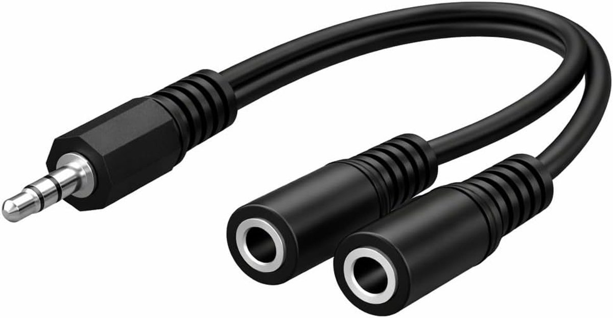 Audio Jack Y adapter 20 cm - 2 x 0.3 cm Jack Mono Plug - Y splitter divider - ideaal voor headphones - ShopVlot