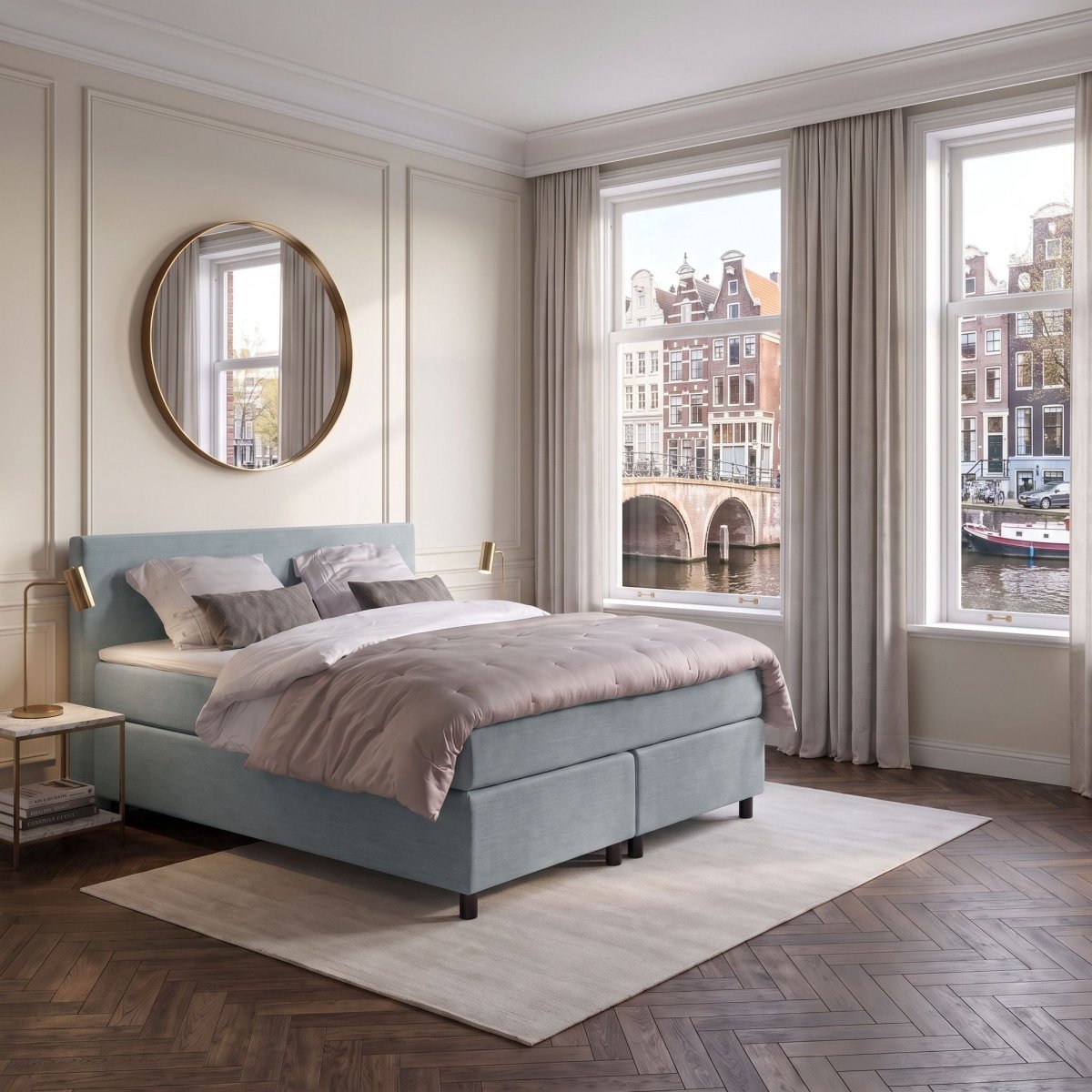 Anno 1588 - Boxspring Amsterdam - Pocketvering - IJsblauw - Product - €875,00