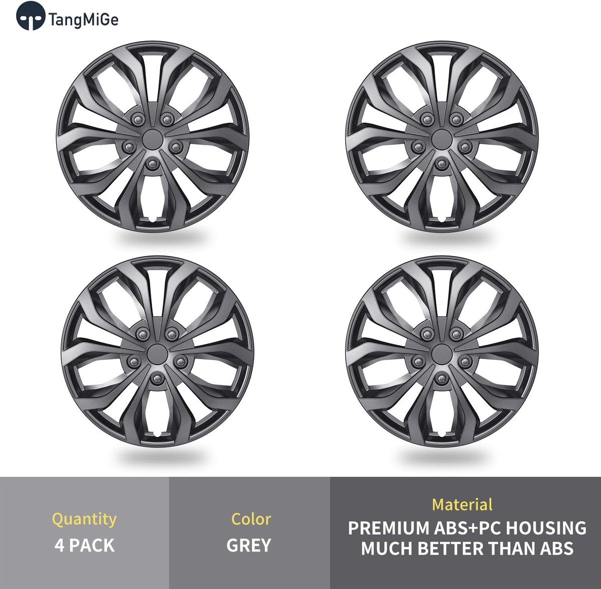 Wielcovers 17 Inch - Universele Set van 4 - Grijs - Extra stevige bevestiging - ShopVlot