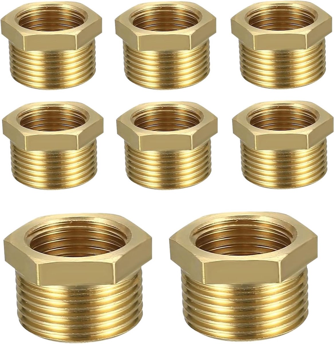 Brass reducer 3/4 inch naar 1/2 inch - 8 stuks - hoogwaardige messing - ideaal voor pijpverbindingen - ShopVlot