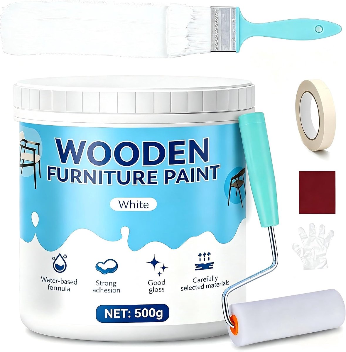 Houtverf 500g - Witte Houtverf - Kr scratchbestendig - Geschikt voor binnen en buiten - ShopVlot