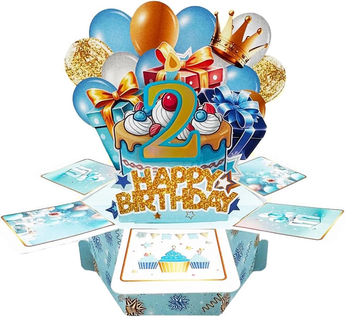Verjaardagskaart pop-up 3D - jongens 2 jaar - grappige diorama - uniek verjaardagscadeau - ShopVlot