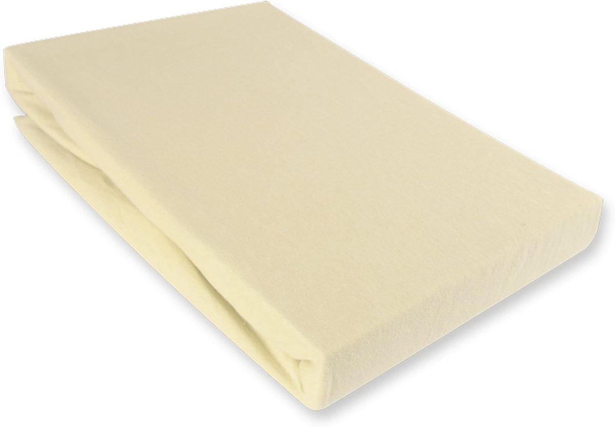 Jersey hoeslaken 140-160x200 cm - sneeuw/crème - 100% katoen - ademend en wasbaar - ShopVlot
