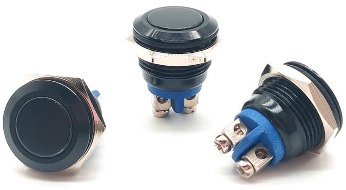 Drukschakelaar 16mm - Momentaan type - IP65 waterdicht - Geschikt voor auto en boot - ShopVlot