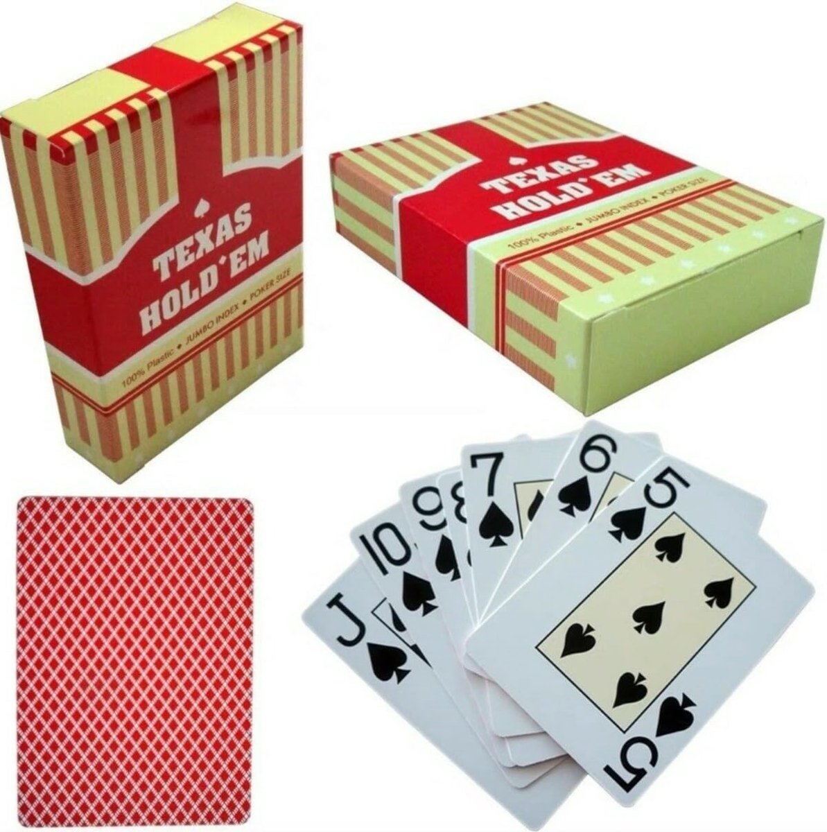 Pokerkaarten 100% plastic - Rode variant - Waterdicht - Perfect voor Texas Hold'em spelplezier - ShopVlot