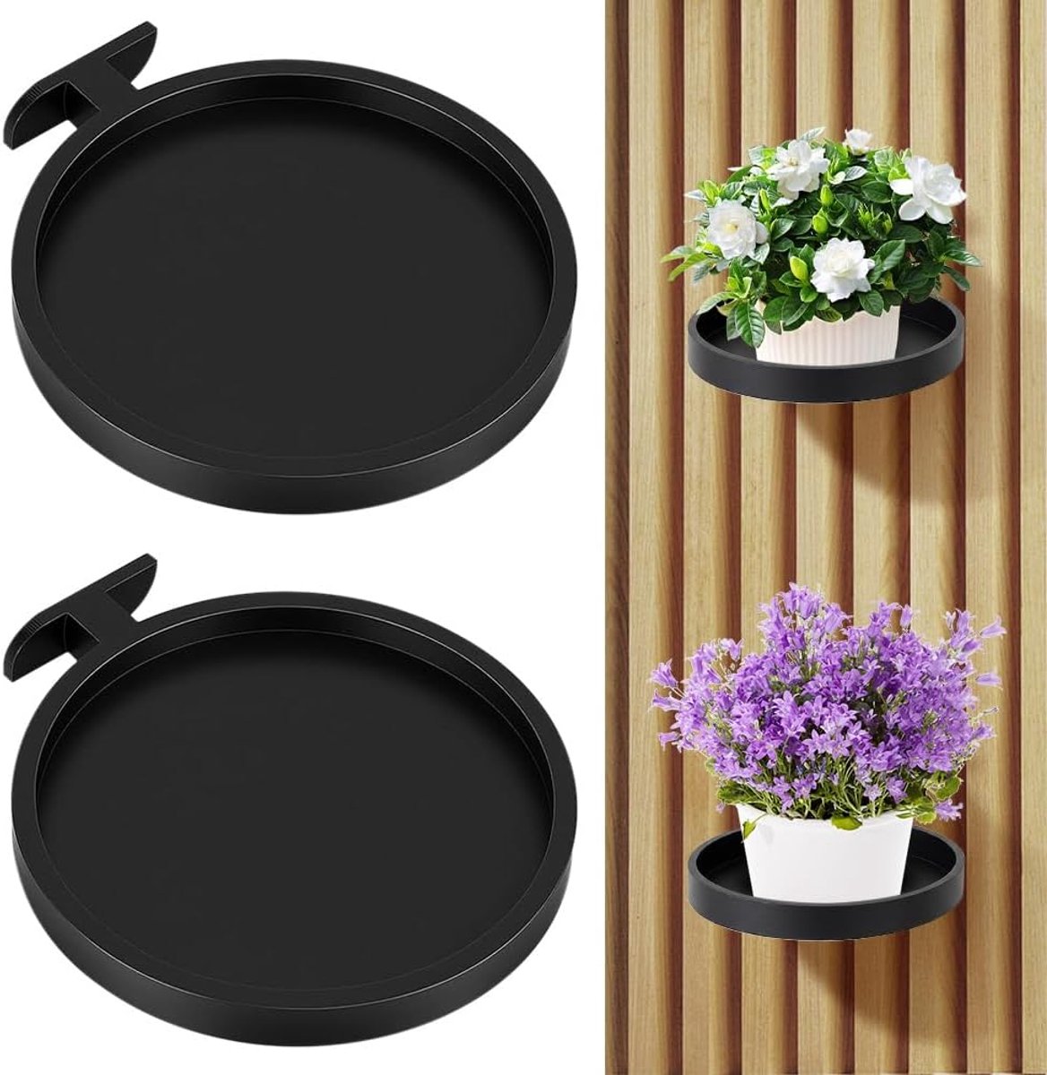 Plantenhouder voor akoestische panelen, 2 stuks, accessoires voor akoestische panelen, zonder boren, accessoires, geen boren, plantenhouder voor planten, bloemen en decoratieve accessoires