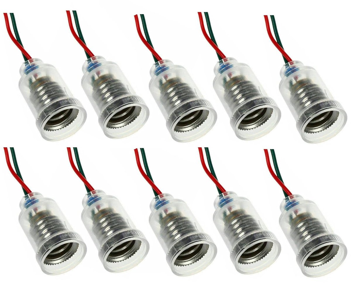 E10 LED Screw-Mount Kleine Lamphouder Met Draad Lichtbasis Sokkel Voor Home Experiment Elektrische Test Accessoires (10)