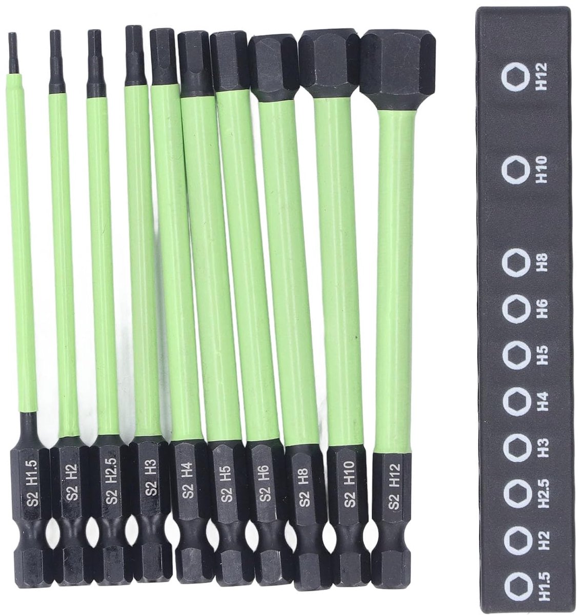 Zeskantborenset, 10 Stuks Magnetische Zeskantboren H1,5 Tot H12, 100 Mm Gemaakt van S2-gelegeerd Staal, Hoge Slagvastheid, voor Verschillende Toepassingen